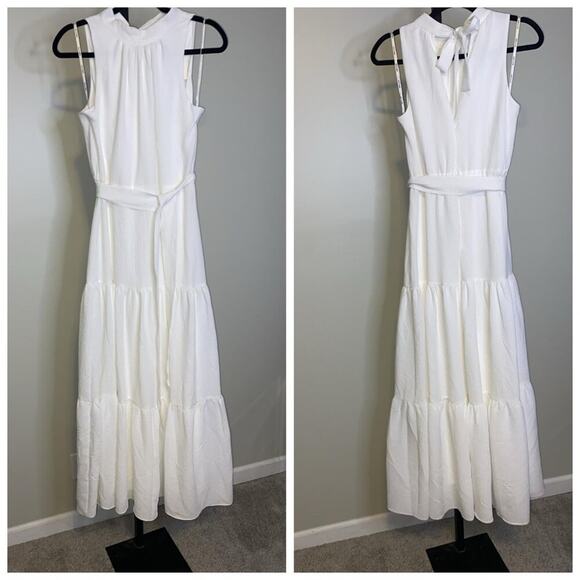 Anne Klein Men's Tiered Tie Neck Maxi - Picture 2 of 12